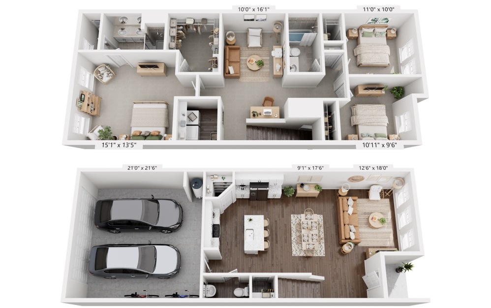 The Sawyer - 3 bedroom floorplan layout with 2.5 bathrooms and 1684 square feet (Floorplan
)